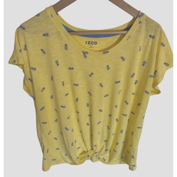 Izod Pineapple Knot Tee Size XL Yellow Short Sleeve NWOT Shirt - Picture 8 of 10
